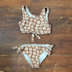 Kids Swimwear Set in Brown/Rust Floral
